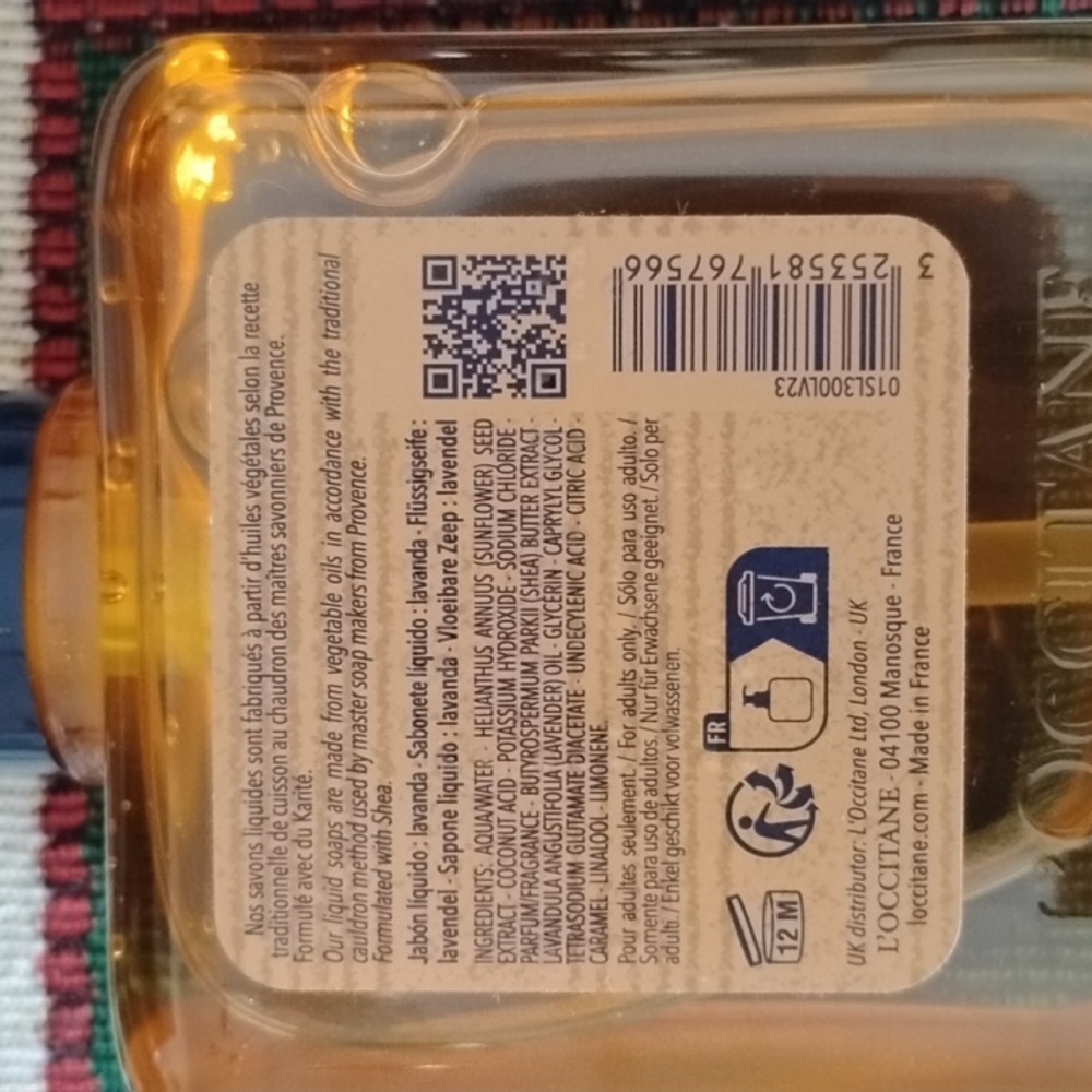 L'OCCITANE Hand And Body Liquid Soap Lavender. NEW - Picture 3 of 5